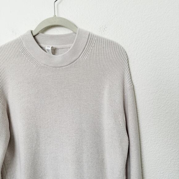 [Lululemon] Cream Merino Wool Blend Crew Neck Ribbed Sweater Lightweight Size 4 - Picture 6 of 11